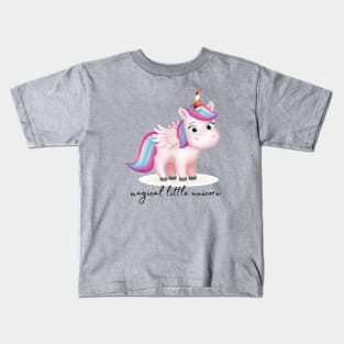 Magical Little Unicorn Drawing with Text Kids T-Shirt